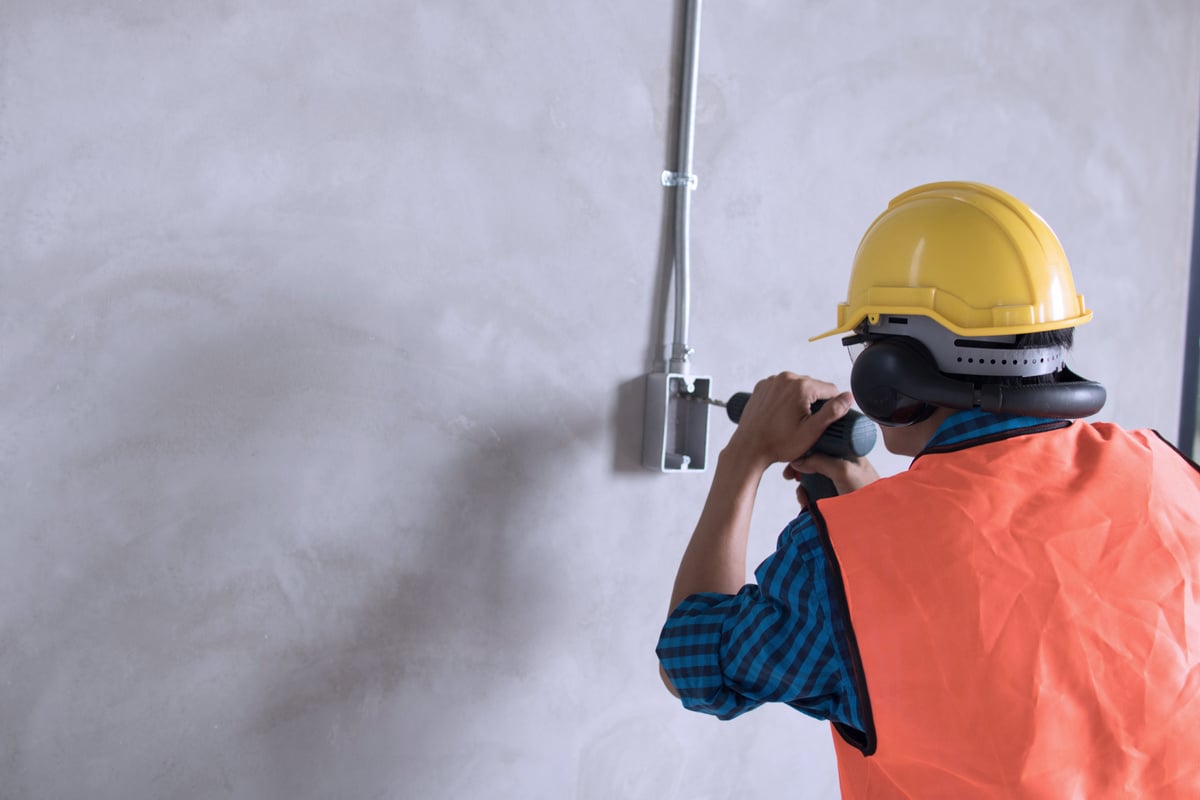 Construction Worker  and Set up Electric in Building